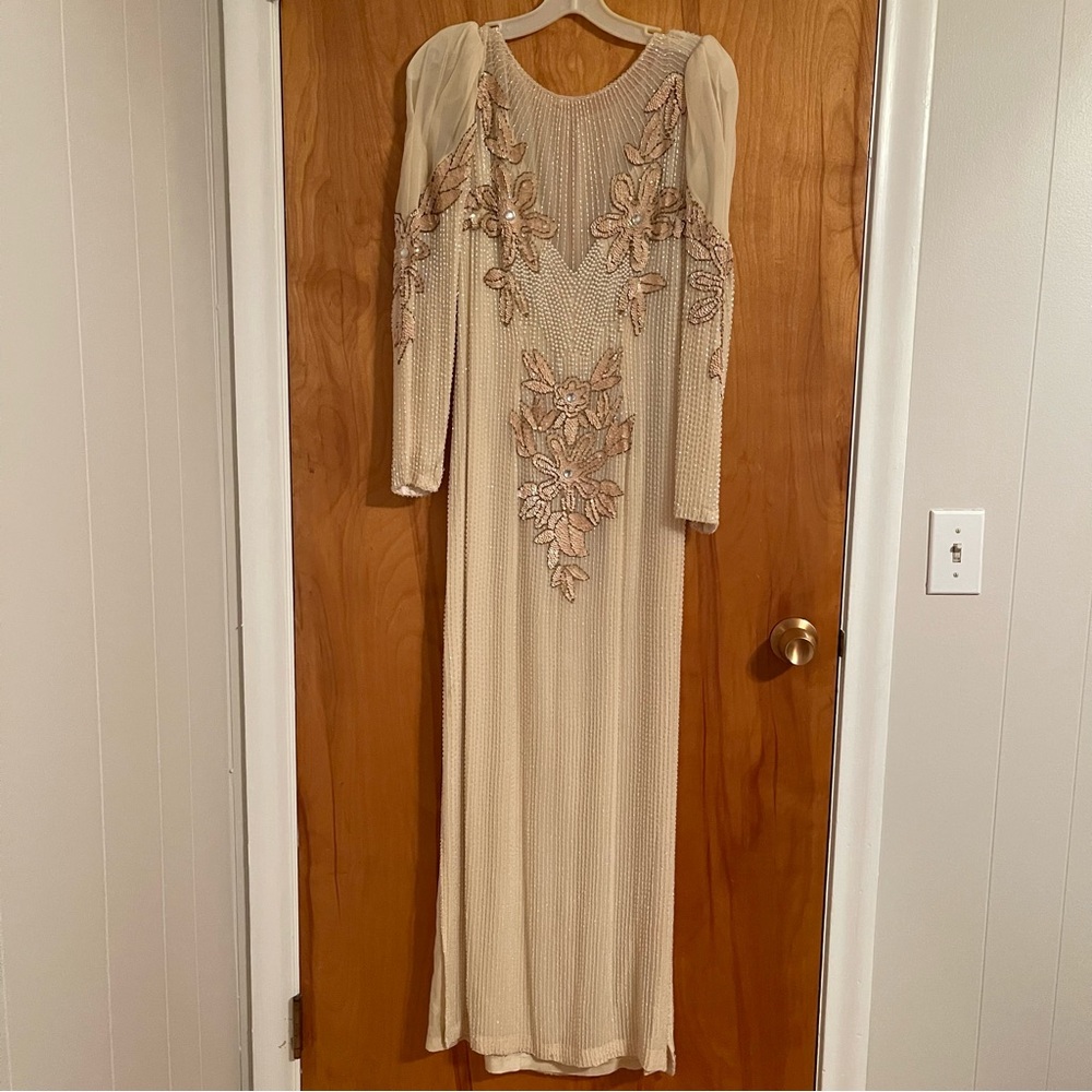 Vintage Alyce Designs Silk Beaded gown perfect for prom, wedding, special event